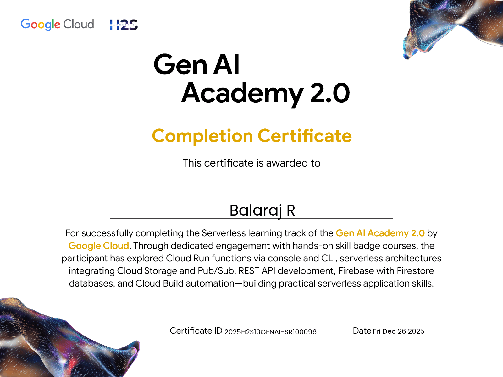 Gen AI Academy 2.0 — Serverless Track